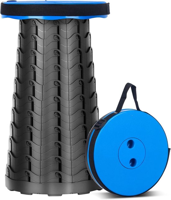 Uitschuifbare kruk - Klapstoel - Opvouwbare Campingstoel 45cm - Verstelbare Hoogte & 180KG Draagvermogen - Voor Binnen & Buiten - Draagbaar & Stevig - Ideaal voor Vissen & Wandelen