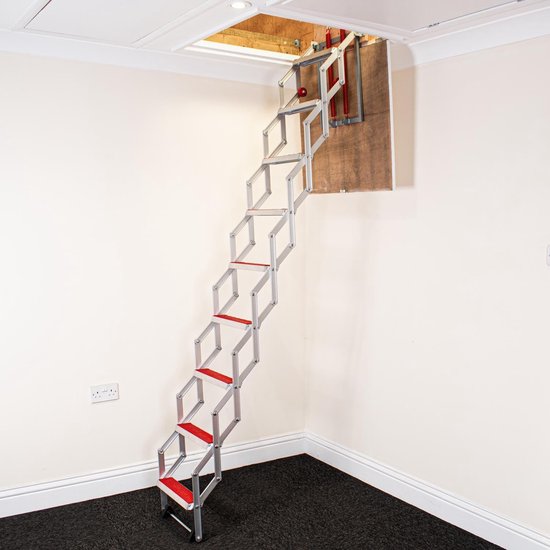 Uitschuifbare Zoldertrap – Eenvoudige Montage – Compact en Slim Ontwerp met Rubberen Antislip Treden - 3.05m