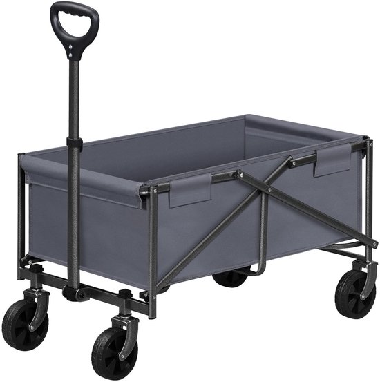 uJOY Opvouwbare bolderkar - Grijs - 360 graden draaibare wielen - Voor camping/strand/boodschappen - 80kg laadvermogen van Merkloos