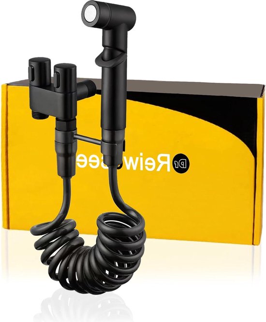 UK draagbare douche bidet - 2m chroom slang - dubbele regelklep - moslim douche sproeier - zwarte versie van The Art Factory