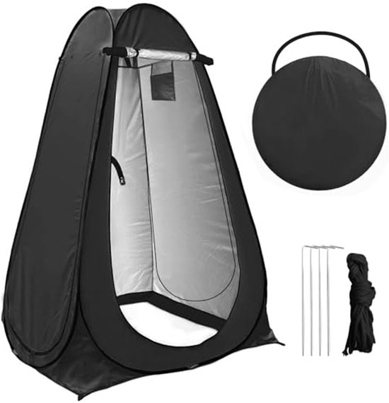 Ultiluxe® Campingtent - Douchetent - Toilet Tent - Omkleedtent Voor Het Strand Of Vissen - 120 x 120 x 190 cm - Waterdicht - UV Bescherming - Zwart van Merkloos