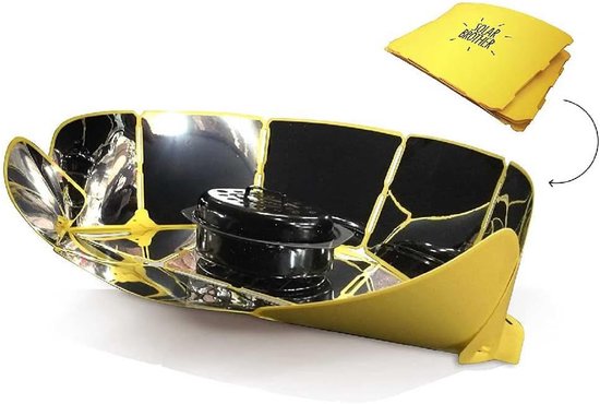 Ultra-compacte en draagbare zonne-kookpan – Kook van 80 °C tot 150 °C met reflector, kooktas, steun en receptenboekje van Merkloos