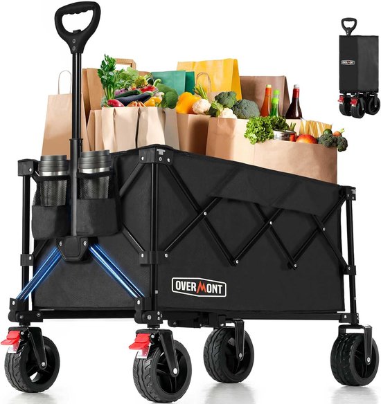 Ultracompacte Opvouwbare Wagen met All-Terrain Wielen - 150L Draagcapaciteit voor Strand, Camping en Tuinieren van Sekey