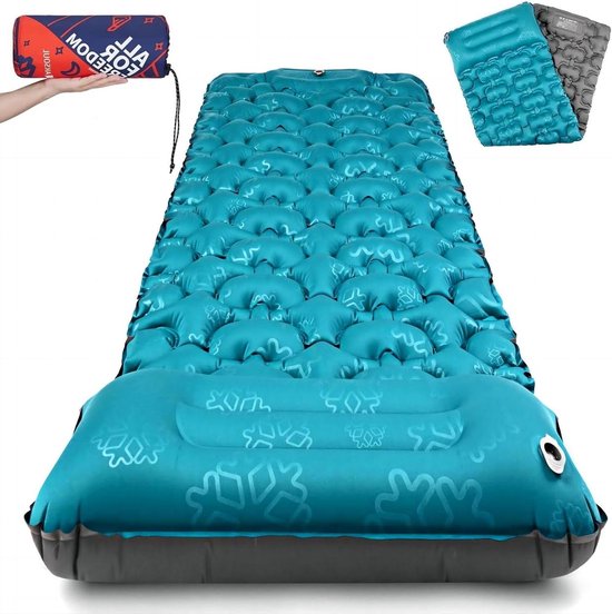 Ultralicht opblaasbare outdoor slaapmat - 10 cm dik zelfopblazend matras - compact en draagbaar - anti-ripstop & waterdicht - blauw van Husky
