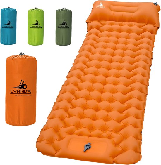 Ultralicht Zelfopblazend Luchtmatras voor Camping - 10 cm Dikte met Voetpomp en Kussen van Merkloos