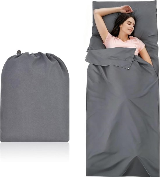 Ultralichte 2-in-1 Slaapzak van Microvezel met Kussencompartiment voor Kamperen, Hostels en Reizen (220 x 90 cm)