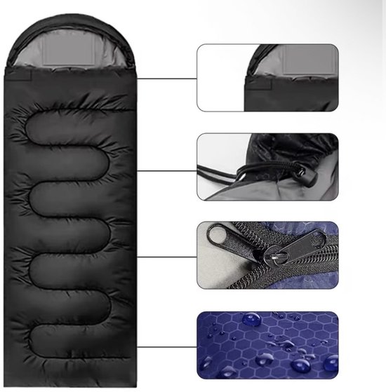 Ultralichte 4-Seizoenen Slaapzak 210x75 cm – Waterafstotend & Compact – Ideaal voor Festivals en Kamperen – Leger groen van Merkloos