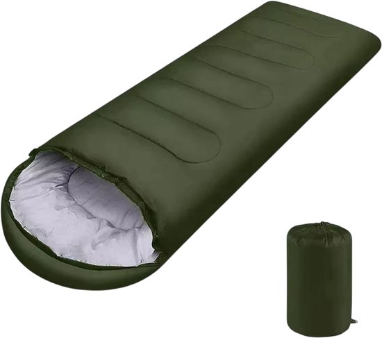 Ultralichte Camping Slaapzak 4 Seizoenen – Warme Waterdichte Envelop Slaapzak voor Volwassenen, Outdoor Slaapzak voor Kamperen, Backpacken, Wandelen en Reizen - Groen