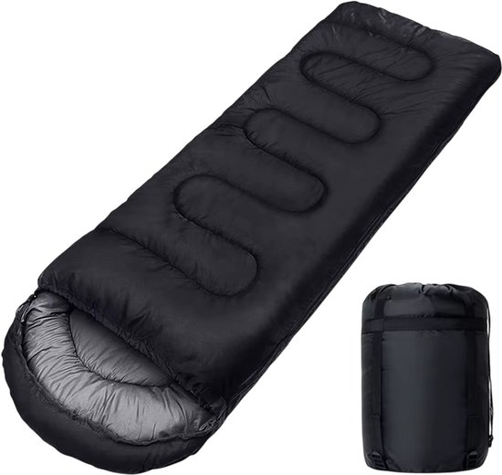 Ultralichte Camping Slaapzak 4 Seizoenen – Warme Waterdichte Envelop Slaapzak voor Volwassenen, Outdoor Slaapzak voor Kamperen, Backpacken, Wandelen en Reizen - Zwart
