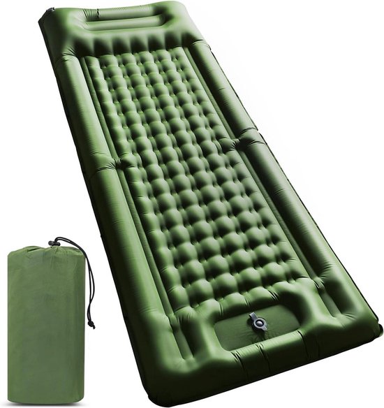 Ultralichte campingmat met kussen en voetpomp - Opblaasbare slaapmat voor kamperen, backpacken, wandelen en reizen van Merkloos