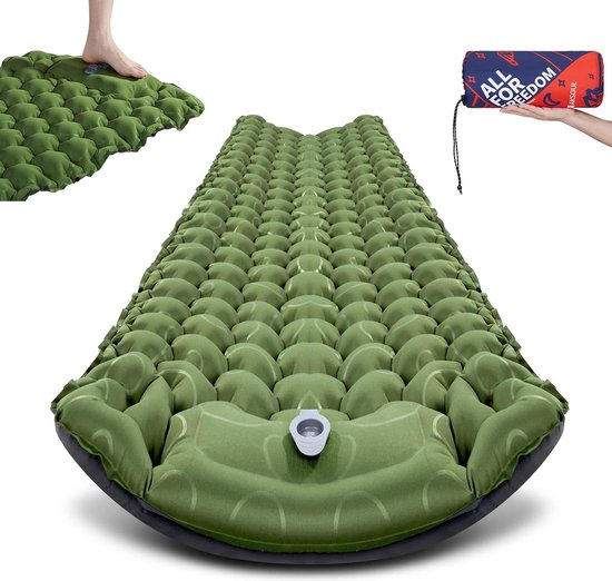 Ultralichte campingslaapmat: zelfopblazende matras voor één kamp, draagbaar, compact en lichtgewicht, dubbel opblaasbaar, slaapluchtbed voor tent, wandelen, backpacken (8 cm), grijs van Merkloos