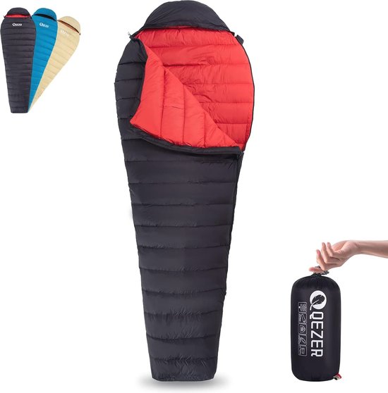 Ultralichte donsslaapzak voor volwassenen - 600 vulkracht - Compacte slaapzak met compressiezak voor backpacken en kamperen