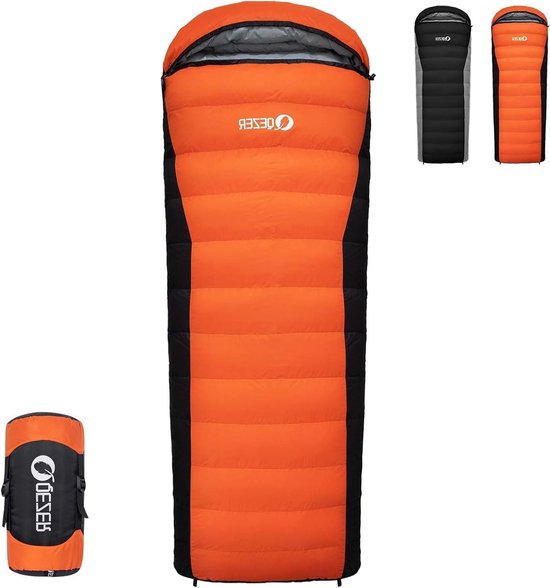 Ultralichte donzen slaapzak -3°C tot 8°C voor 3 seizoenen kamperen, backpacken en wandelen met premium eendendons (600g vulgewicht) van Merkloos