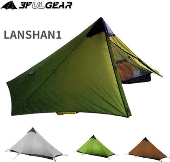 Ultralichte Eenpersoons Tent - Khaki 15D 4seizoen - 1 Persoon - Nylon - Outdoor Kamperen - Piramidetent