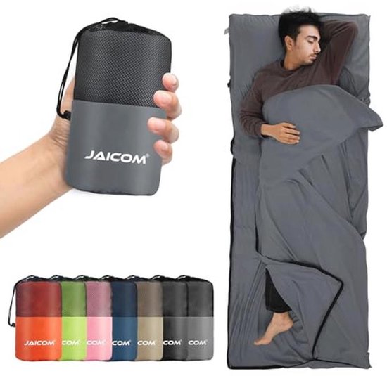 Ultralichte en compacte slaapzak 220 x 90 cm voor kamperen, wandelen en hostels van Merkloos