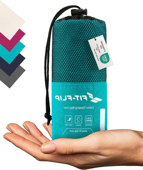 Ultralichte huttenslaapzak katoen - dunne reisslaapzak voor wandelen - compact & zijdezacht - lakenzak 325g met kussencompartiment van Paractim.