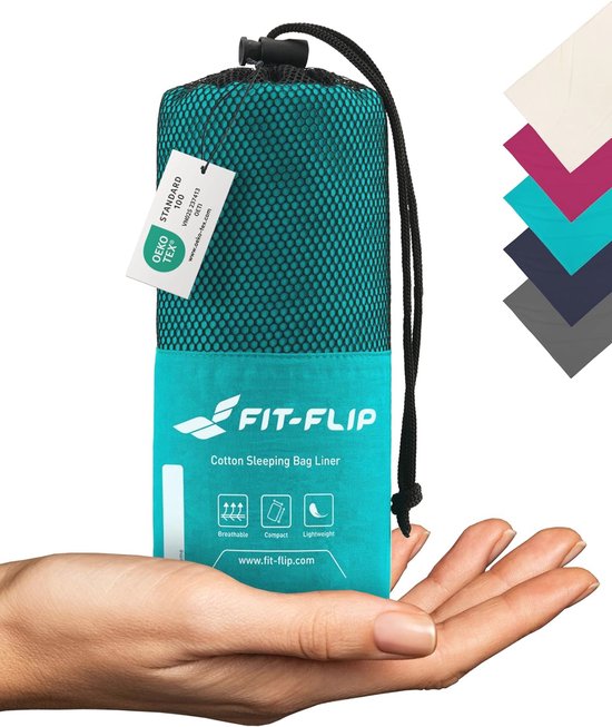 Ultralichte Katoenen Lakenzak - Compacte Reisslaapzak met Kussencompartiment - Ideaal voor Backpacken en Kamperen van Forclaz