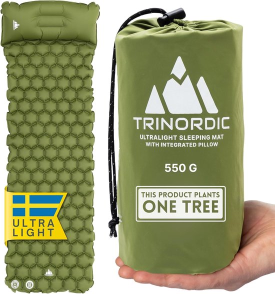 Ultralichte Opblaasbare Camping Mat met Kussen - Enkele Luchtmatras voor Ruimtebesparend Comfort en Duurzaam van Merkloos