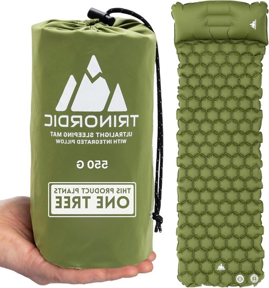 Ultralichte Opblaasbare Camping Mat - Ruimtebesparend Comfort - 1 stuk - Bosgroen