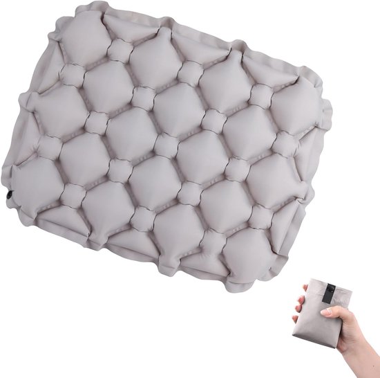 Ultralichte Opblaasbare Camping Zitkussen voor Buitenactiviteiten, Strand, Wandelen en Boottochten - Grijs, One Size