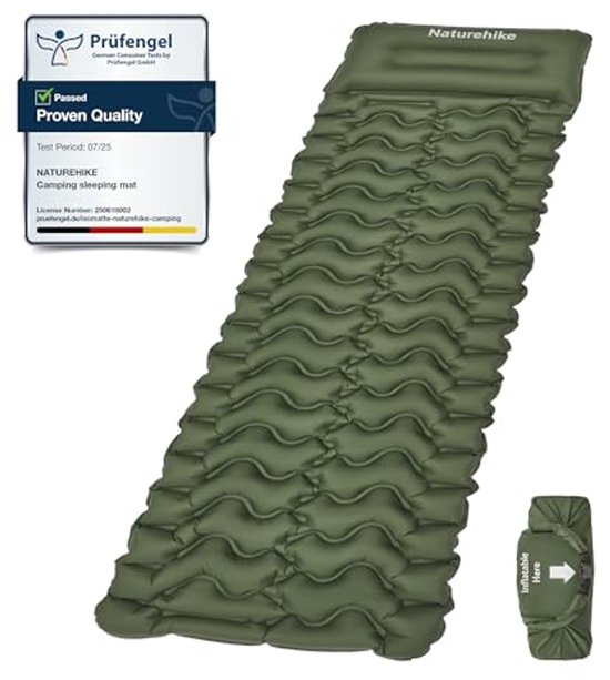 Ultralichte opblaasbare slaapmat voor backpacken en kamperen - compacte en vochtbestendige enkele slaapmat van Merkloos