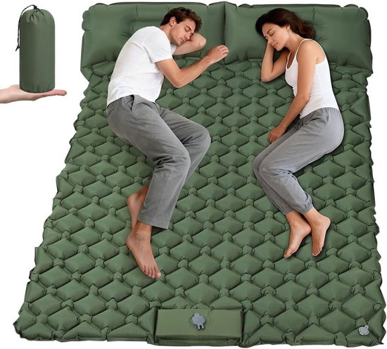 Ultralichte Opblaasbare Slaapmat voor Kamperen met Kussen en Ingebouwde Voetpomp - Ideaal voor Backpacken en Buitenactiviteiten, 190x120x5cm