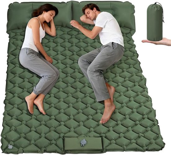 Ultralichte Opblaasbare Slaapmat voor Kamperen met Kussen en Voetpomp - Ideaal voor Backpacken en Hiken, 190x120x5cm van Merkloos
