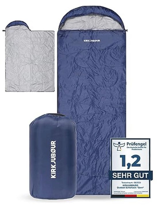 Ultralichte Outdoor Camping Slaapzak 220 x 75 cm - Comfort tot 15 °C met Capuchon en Dekenfunctie van Merkloos