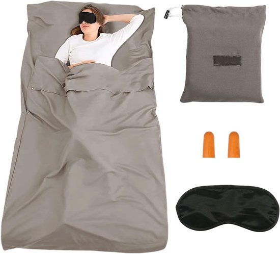 Ultralichte Reisslaapzak - Blauw - 210 x 75 cm - Microvezel Slaapzak met Oogmasker en Oordopjes - Voor Backpackers en Reizigers