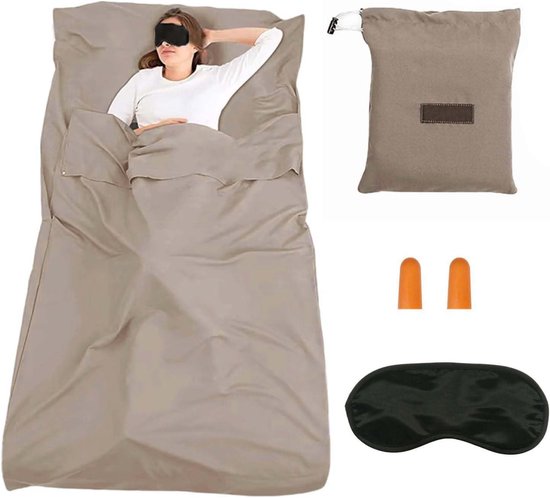 ultralichte reisslaapzak, ultralichte slaapzak, met oogmasker en oordopjes, dun comfort, reisslaapzak, voor zomer, rugzakreizen, hotels en hut