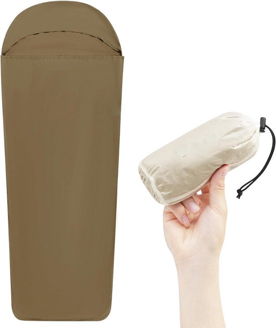 Ultralichte slaapzak Only 128g Slaapzak with Small Pack Size Indoor Sleeping Bag for Backpacking, Hostels, Camping,210*80*60cm,Bruin van Merkloos