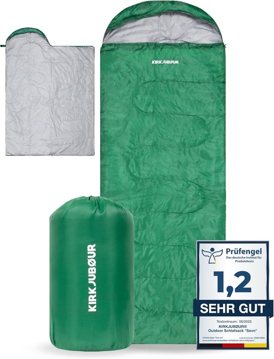 Ultralichte Slaapzak voor Camping 220x75 cm met Dekenfunctie en Capuchon - Comfortbereik 15 °C van Merkloos