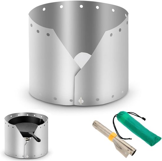 Ultralichte Titanium Camping Kookplaat met Windscherm en Bescherming - 15 cm voor Buitenactiviteiten van Merkloos