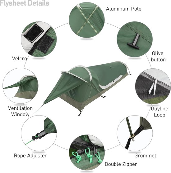 Ultralichte Waterdichte Bivy Tent voor 1 Persoon - Perfect voor Kamperen en Wandelen, Compact en Ademend van Merkloos