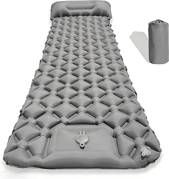 Ultralichte Waterdichte Camping Slaapmat met Voetpomp en Kussen - Ideaal voor Hiking, Strand en Kamperen