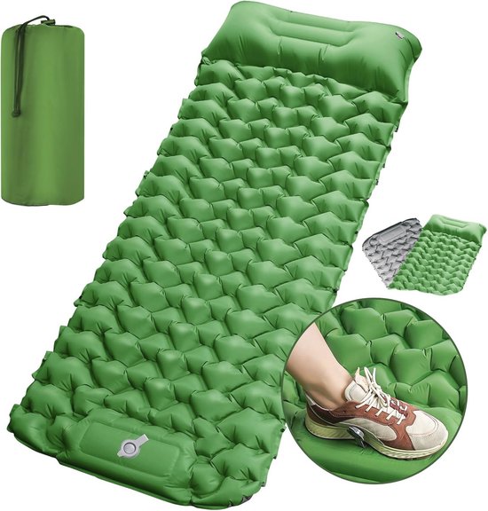 Ultralichte zelfopblazende campingmat - Waterdicht en extra dik slaapmatras voor buiten kamperen, wandelen en backpacken van Merkloos