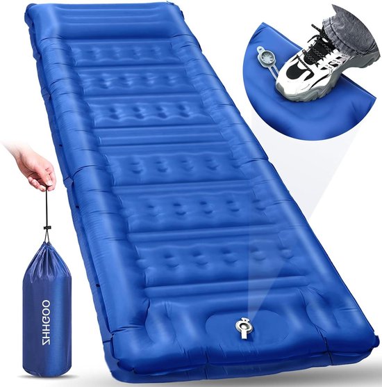 Ultralichte Zelfopblazende Slaapmat 1200g - Opvouwbaar met voetperspomp voor Kamperen en Wandelen - Autotochten - Tent - Blauw van Meisohua