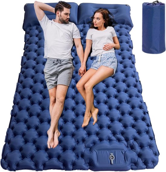 Ultralichte Zelfopblazende Slaapmat voor 2 Personen, Ideaal voor Kamperen, Backpacken en Tenten, Comfortabel Luchtbed en Matras