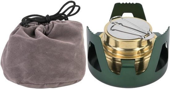 ‌Ultralight Alcohol Stove Burner Set - Mini Camping Cook Stove with Aluminum Pot Stand & Storage Bag for Backpacking, Hiking, Picnic(Green)