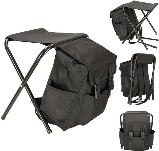 Unit 24- Viskrukje-Visstoeltje-Met (rug)tas- Krukje voor festival-Campingstoeltje-Opvouwbaar. Slechts 900 gram. KLEIN KRUKJE. Zwart van Stormzz