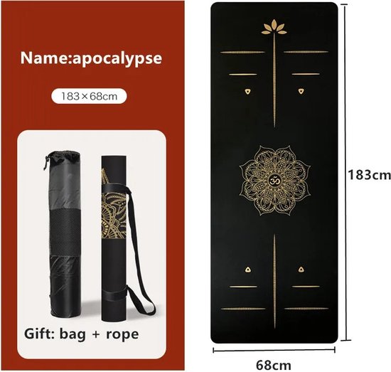 UnityMarketplace® - Yoga Mat - Natuurlijke Rubber - Antislip - Professionele Yoga Mat - Zwart - Met Gouden Details van UnityMarketplace®