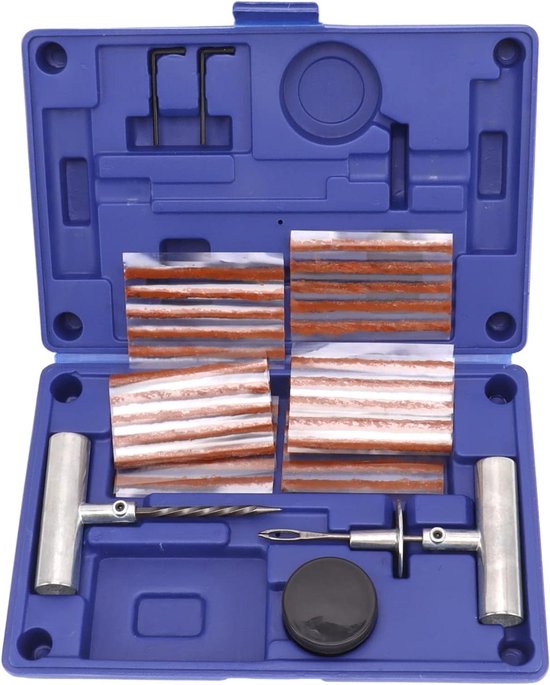 Universele Bandenreparatieset - Lekke Banden Kit - Pech Onderweg - T-Handvat Ontwerp - 35 Delig - Grijs
