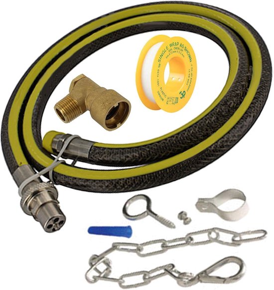 Universele Gasslang voor Oven en Fornuis met Bevestigingsmateriaal (2 meter, 1/2 inch) van Merkloos