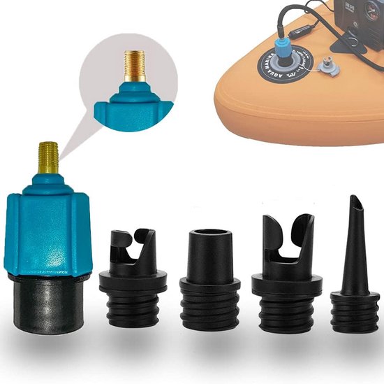 Universele Luchtpomp Adapter voor SUP, Opblaasbare Boten en Luchtbedden - 4 Nozzles Inclusief van Merkloos