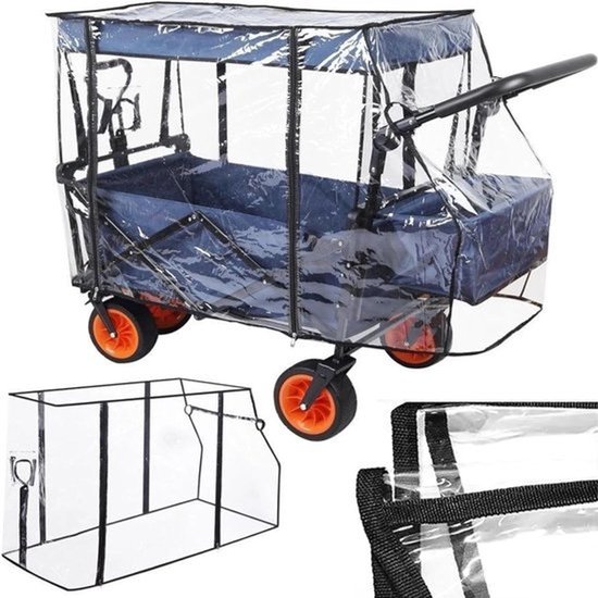 Universele regenhoes - Voor handwagen - Transparant - Opvouwbaar - Strandaccessoires voor bolderkar