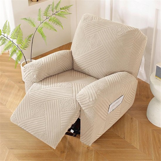 Universele Relaxfauteuil Hoes Elektrisch met Zijvakken - Beige - 1 Zits