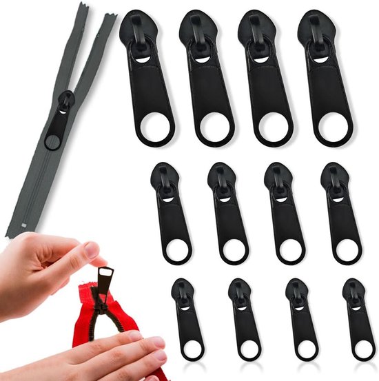Universele Ritssluiting Reparatie Set 12 Stuks - Afneembare Schuifregelaars Maat 3, 5 en 8 van Merkloos
