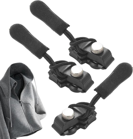 Universele Ritsvervanger - Rits Reparatie Kit - Kleding Repareren - Zonder Gereedschap - 3 Stuks - Zilverkleurig
