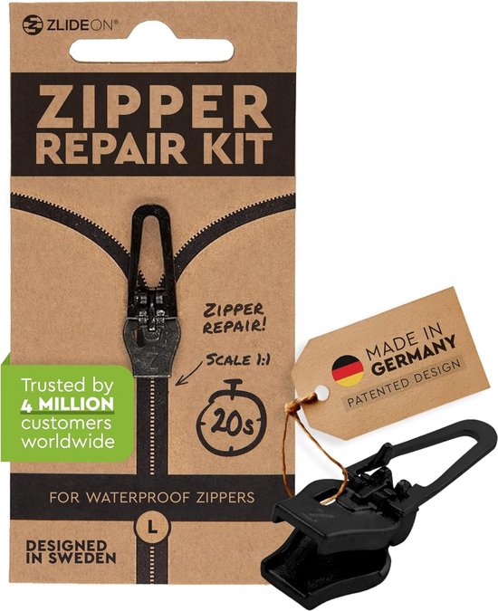 Universele Ritsvervanger Zonder Naaien - Directe Reparatie Kit voor Kapotte Ritsen (Zwart, Maat L) van Merkloos