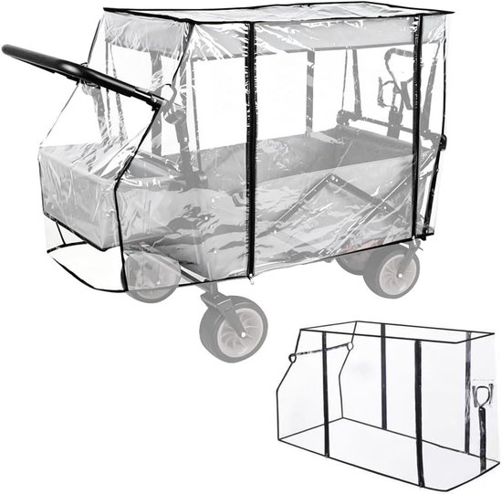 Universele transparante regenhoes voor bolderkar en handwagen, opvouwbaar met ritssluiting, 115 x 51 x 75 cm, ideaal voor strand en regen